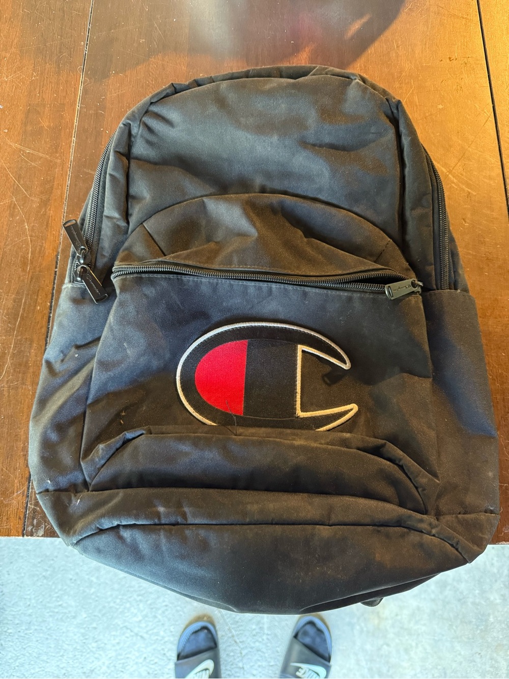 Champion Black Backpack with Red and White Logo - Men's Backpack